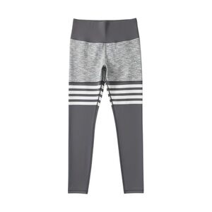 Queenieke Grey & White Striped High Waist Athletic Leggings Women’s 8–10 US
